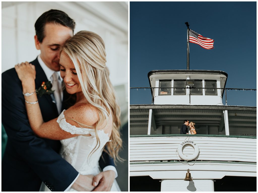 skansonia pnw Seattle wedding boat american flag