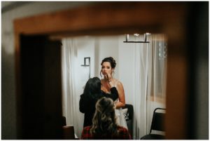 Bride in mirror