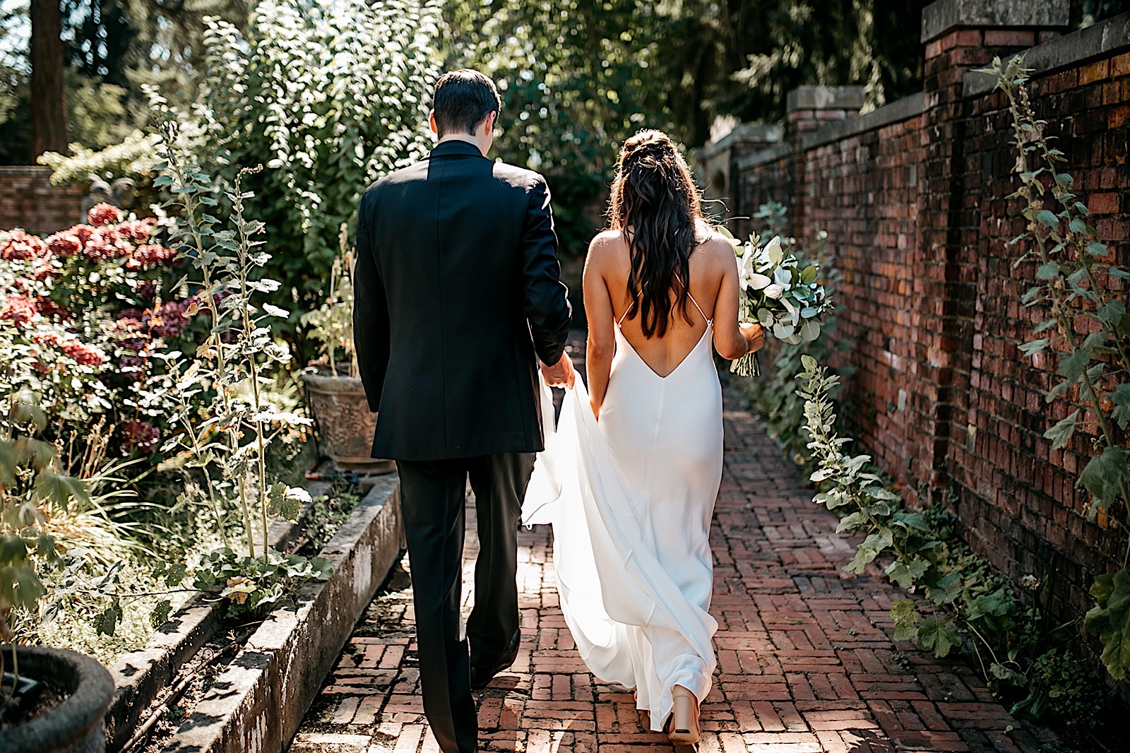 Summer wedding at Thornewood Castle: bride and groom portraits