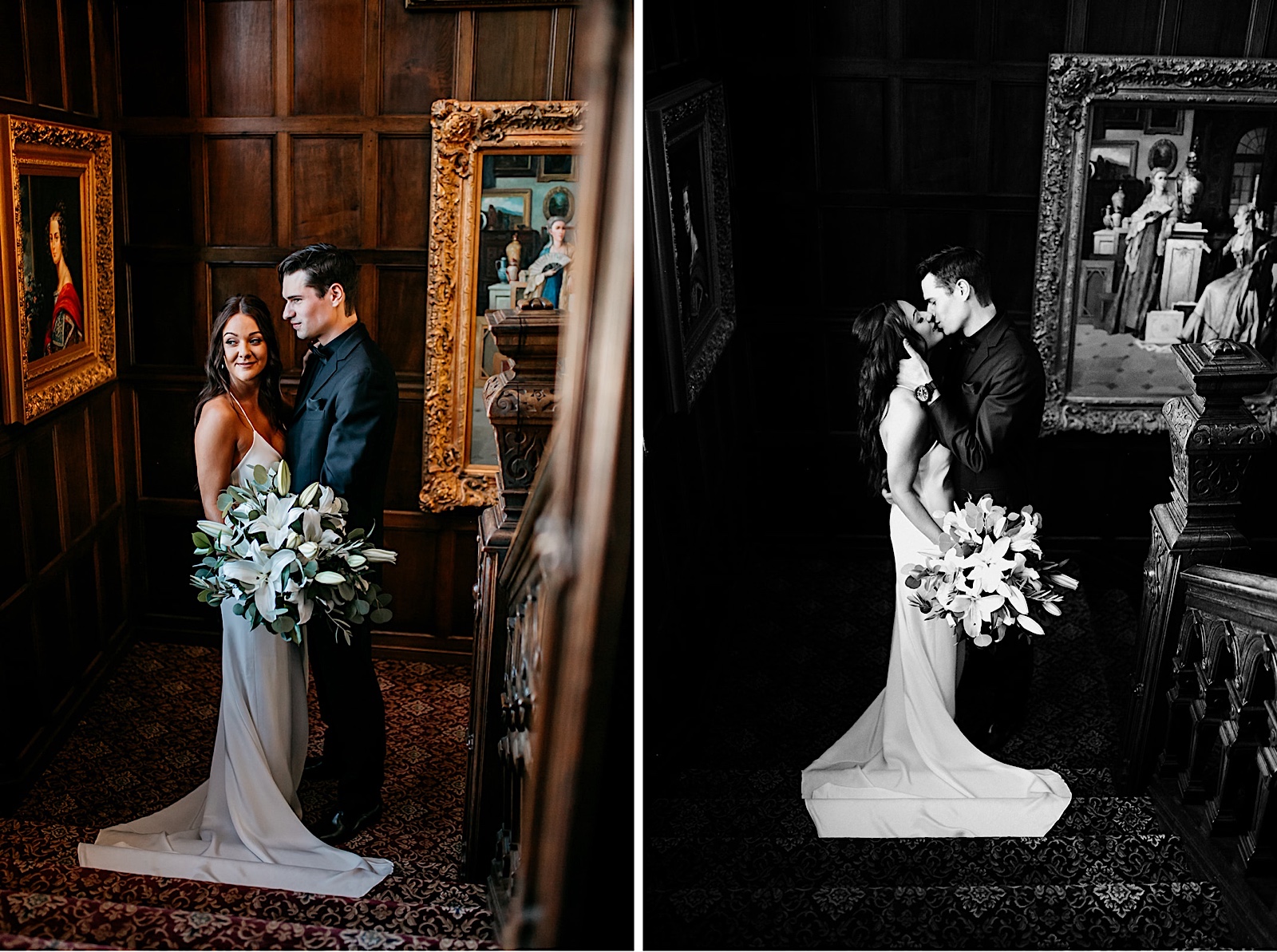 Summer wedding at Thornewood Castle: bride and groom portraits