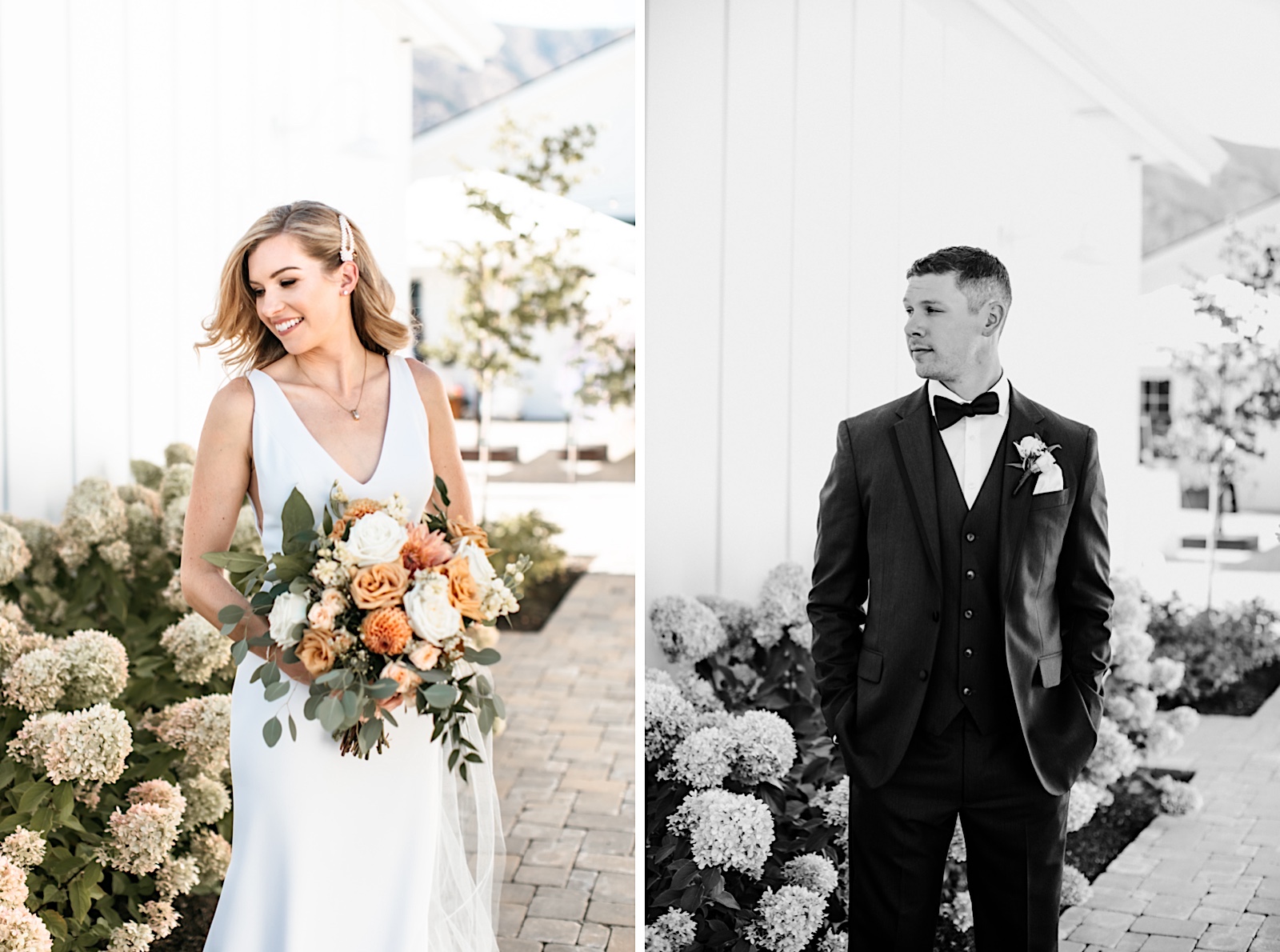 Harmony Meadows Wenatchee barn wedding bride and groom attire