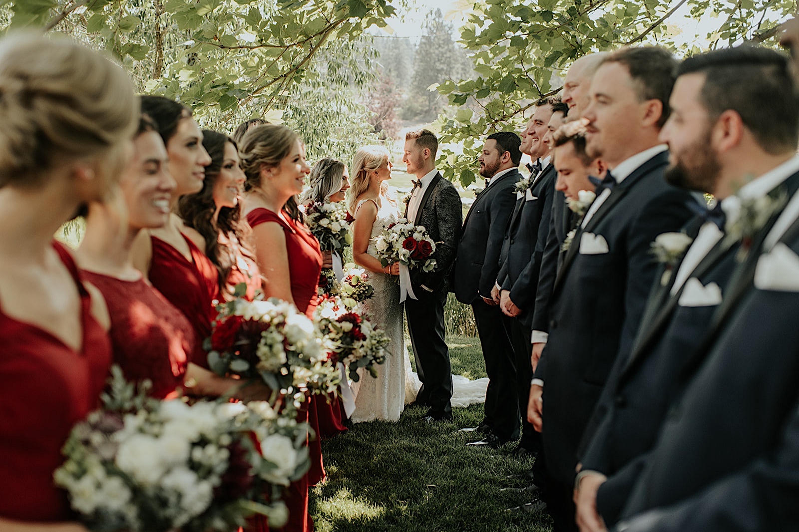 Summer Wedding at Beacon Hill in Spokane: bridal party portraits