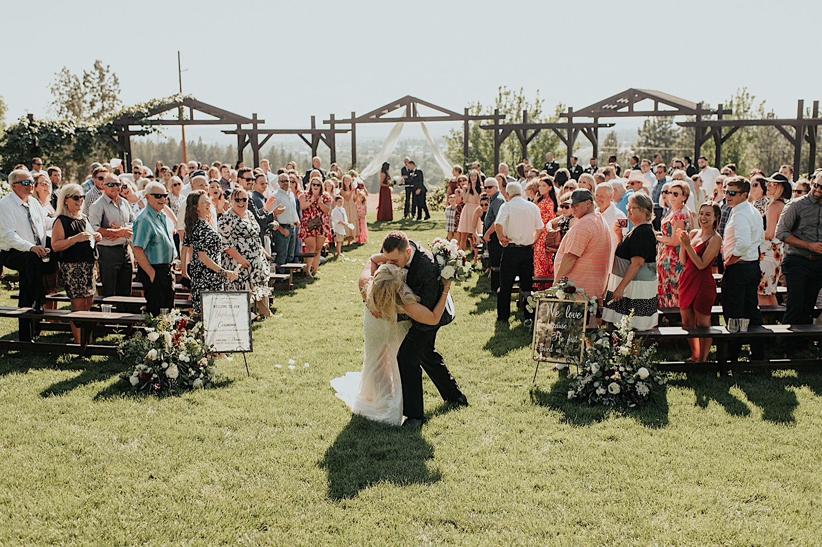 Summer Wedding ceremony at Beacon Hill in Spokane