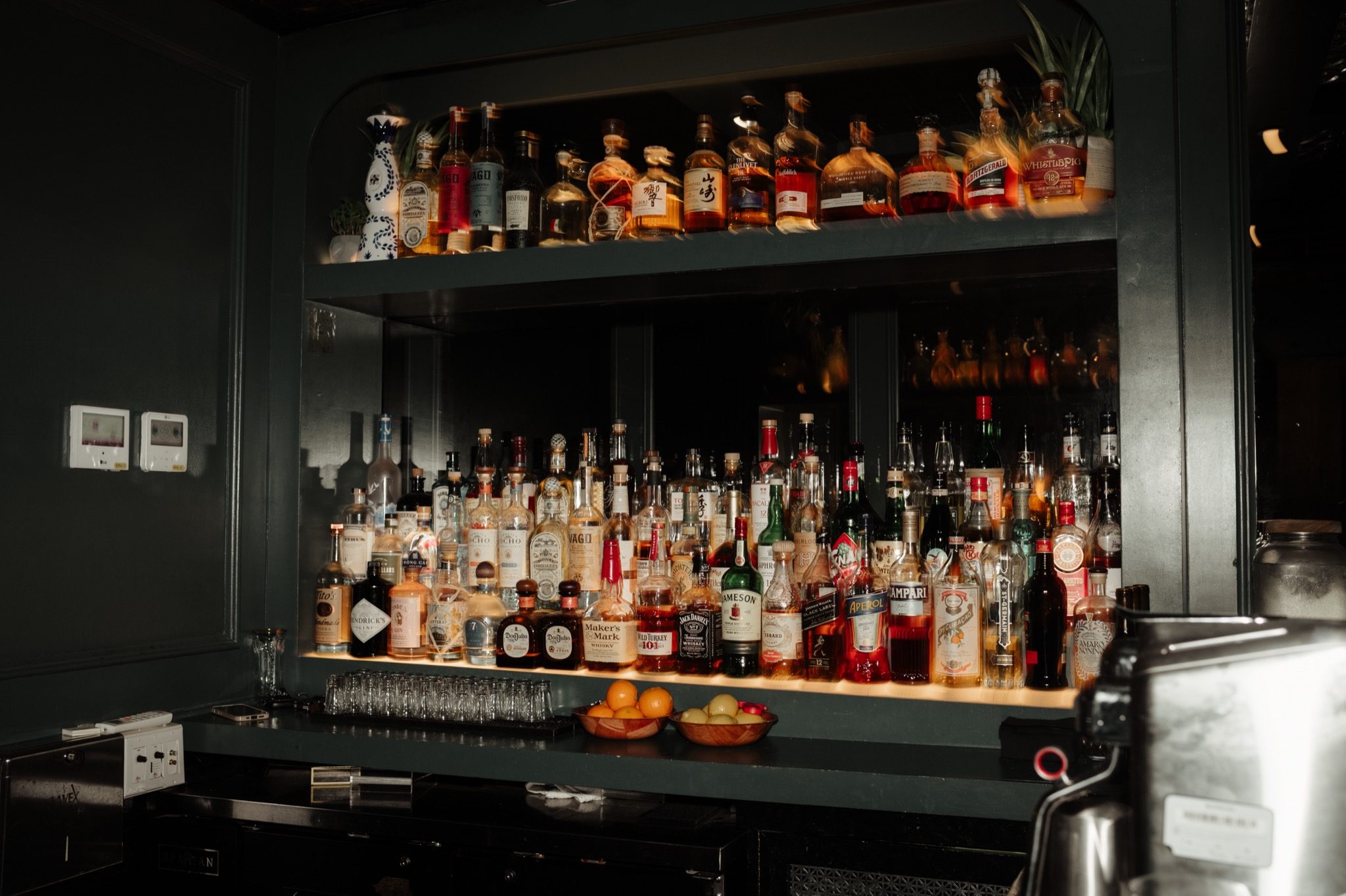 The bar at Madeline's in Greenpoint, Brooklyn for the after party of an Aurora Brooklyn wedding | New York wedding photographer Tonie Christine